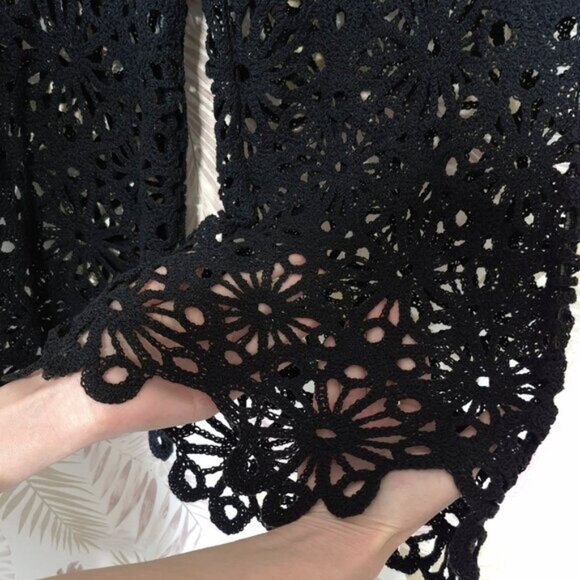 NWT 4Our Dreamers black cotton open weave crochet pants L - Picture 9 of 9